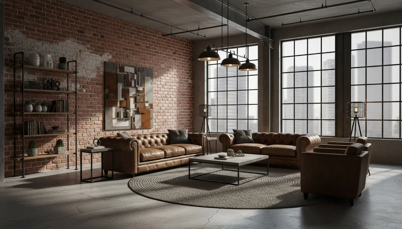 Industrial style room design created with DecorAI AI Interior Design App