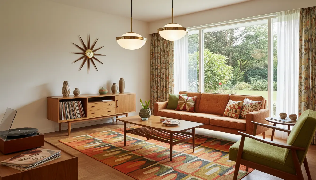 Mid-Century style room design created with DecorAI AI Interior Design App