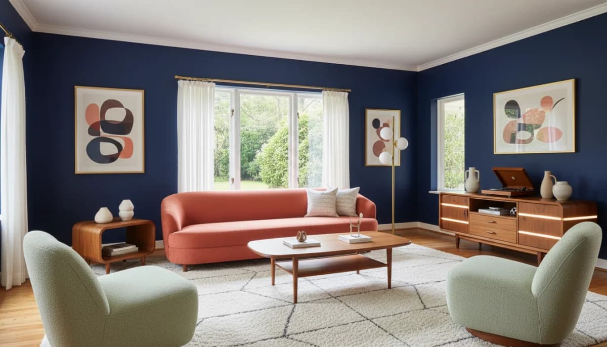 Mid-Century Modern AI interior design style - AI room decorator example